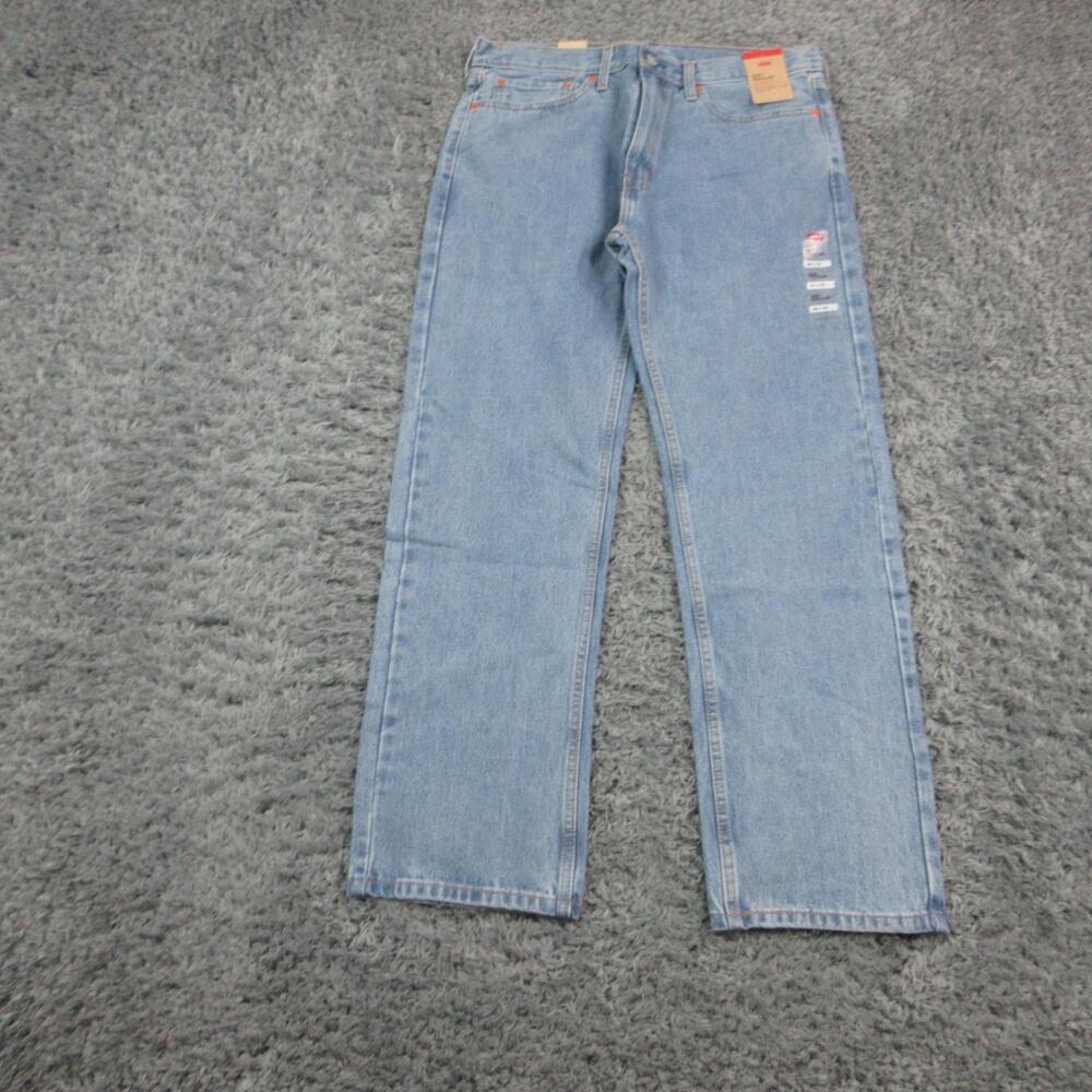 Levi's 505 Regular Jeans Mens 36x32 Blue Light Wash Straight Leg Denim 36X31.5*